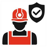 Worker Safety icon concept in red color vector