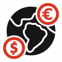 Global Currency icon concept in red color vector