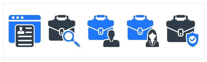 A set of 5 business icons as job apply, looking job, employability vector