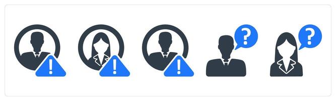 A set of 5 business icons as account alert, ask question, user vector