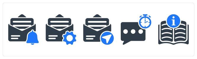 A set of 5 business icons as mail notification, message setting, sending mail vector