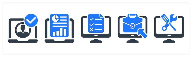 A set of 5 business icons as account verify, online report, online test vector