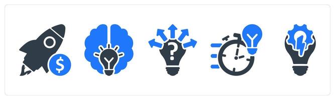 A set of 5 business icons as business start, idea, uncertainity vector