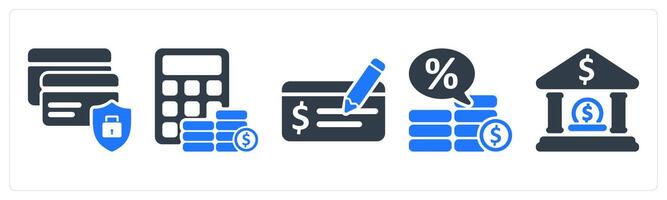 A set of 5 business icons as secure payment, budget, payment check vector
