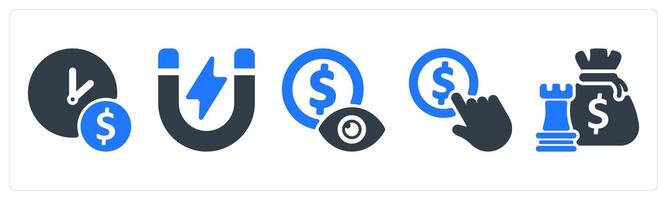 A set of 5 business icons as business time, attraction, mony vision vector