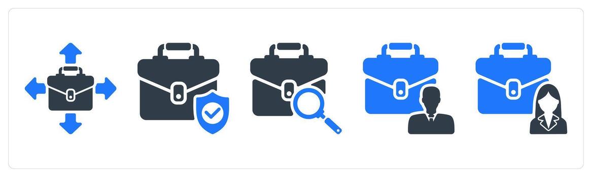 A set of 5 business icons as business oppurtunity, business security, looking job vector