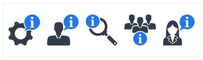 A set of 5 business icons as info setting, business instruction, search info vector