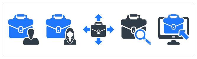 A set of 5 business icons as employability, business oppurtunity, looking job vector