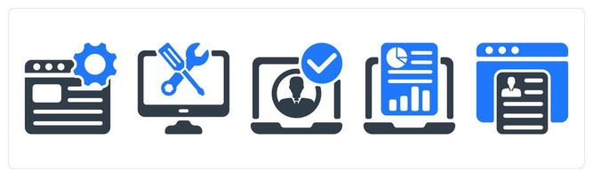 A set of 5 business icons as web service, tech support, account verify vector