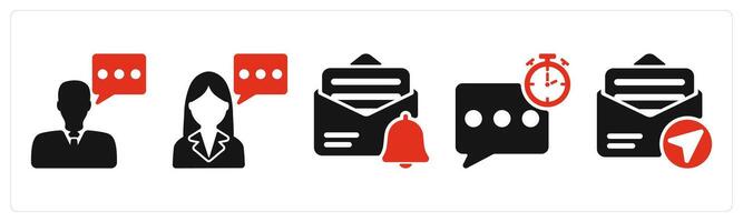 five business icons as consultant, mail notification, quick response vector
