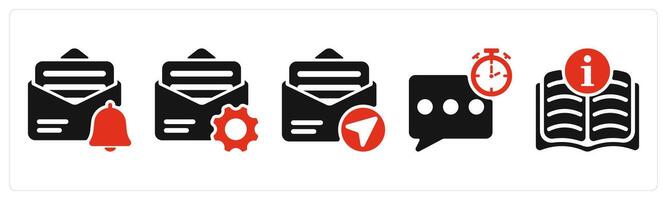 five business icons as mail notification, message setting, sending mail vector