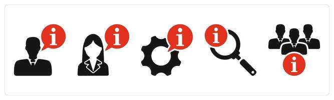 five business icons as business instruction, info setting, search info vector