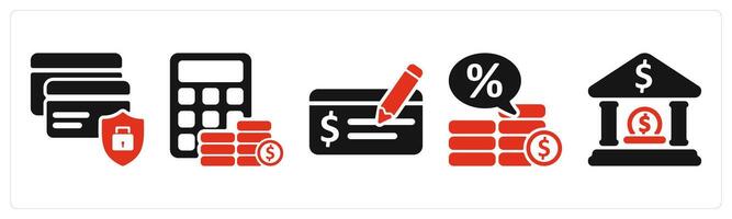five business icons as secure payment, budget, payment check vector