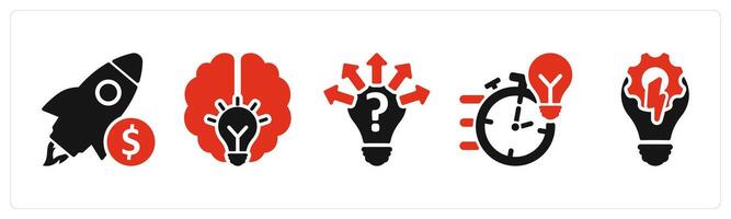 five business icons as business start, idea, uncertainity vector