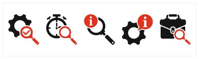 five business icons as correction, history search, search info vector