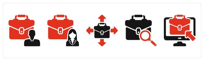 five business icons as employability, business oppurtunity, looking job vector