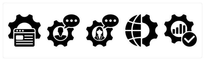 Set of 5 seo icons as website optimization, consultant, global engineering vector