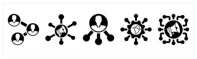Set of 5 seo icons as business connectivity, marketing network, affiliate vector