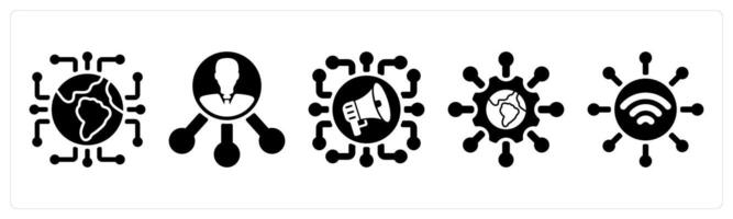 Set of 5 seo icons as connectivity, affiliate, social campaign vector