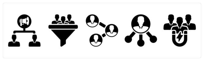 Set of 5 seo icons as viral marketing, conversion rate, business connectivity vector