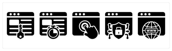 Set of 5 seo icons as keywords, website speed, touch vector