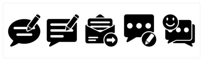 Set of 5 seo icons as feedback writing, blog, email send vector