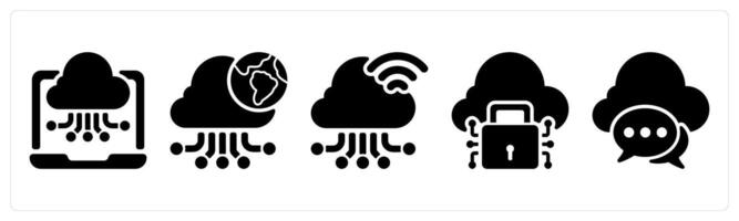 Set of 5 seo icons as cloud computing cloud connection, cloud protection vector