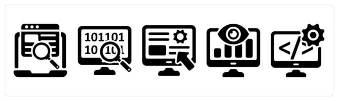 Set of 5 seo icons as web search, data search, user interface vector