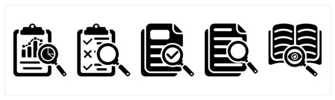 Set of 5 seo icons as seo report, assessment, proofreading vector