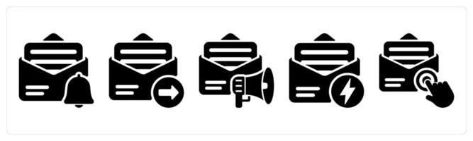 Set of 5 seo icons as email alert, email send, email marketing vector