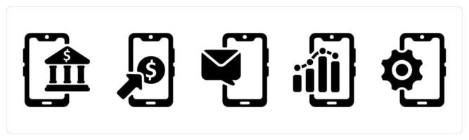 Set of 5 seo icons as online banking, pay per click, mobile message vector