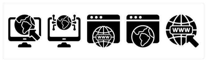 Set of 5 seo icons as internet browsing, internet connectivity, web domain vector