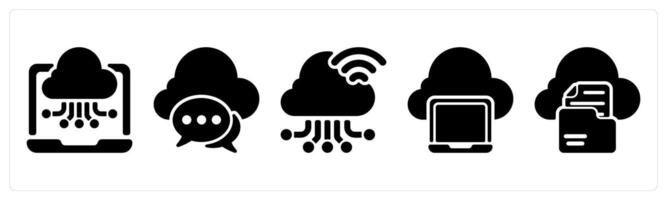 Set of 5 seo icons as cloud computing, cloud communication, cloud connection vector