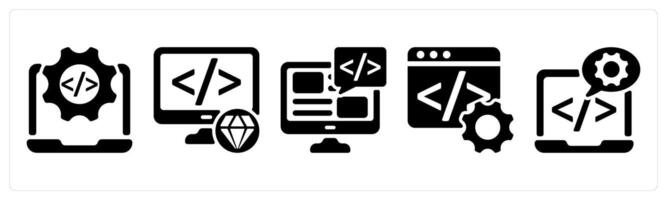 Set of 5 seo icons as website development, clean code, programming vector
