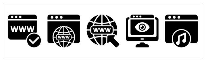 Set of 5 seo icons as domain registration, web domain, find web address vector
