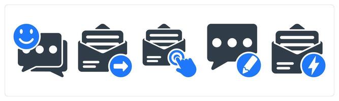 A set of 5 seo icons as smile feedback, email send, email supscription vector