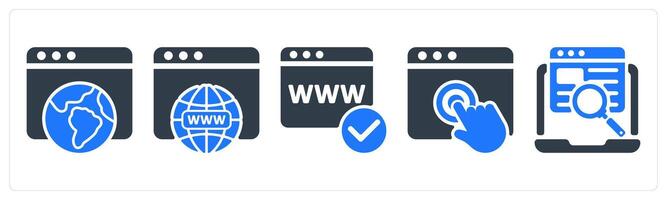 A set of 5 seo icons as internet browsing, web domain, domain registration vector