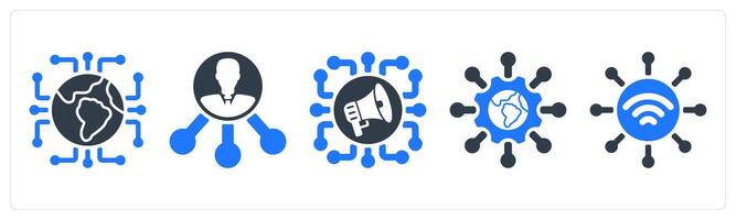 A set of 5 seo icons as connectivity, affiliate, social campaign vector