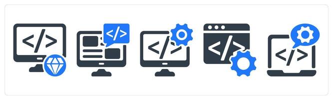 A set of 5 seo icons asclean code, programming, software development vector