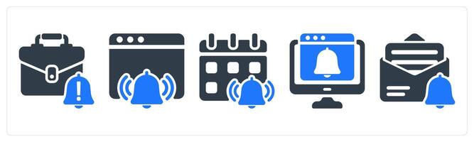 A set of 5 seo icons as business alert, seo notification, reminder vector