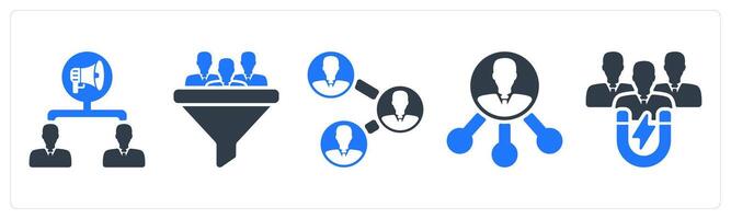 A set of 5 seo icons as viral marketing, conversion rate, business connectivity vector