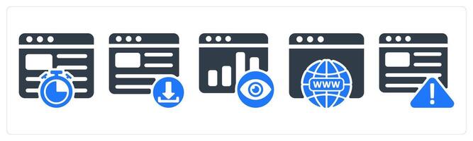 A set of 5 seo icons as website speed, download website, page view vector