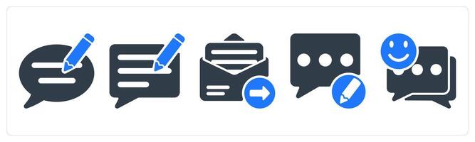 A set of 5 seo icons as feedback writing, blog, email send vector