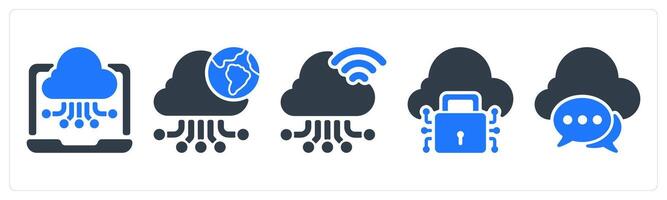 A set of 5 seo icons as cloud computing cloud connection, cloud protection vector