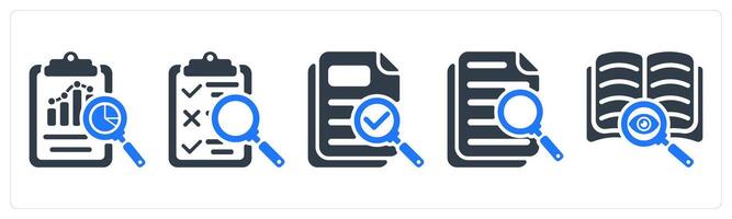 A set of 5 seo icons as seo report, assessment, proofreading vector