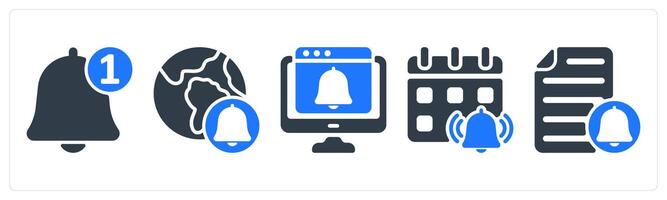 A set of 5 seo icons as notification, global notification, web notification vector