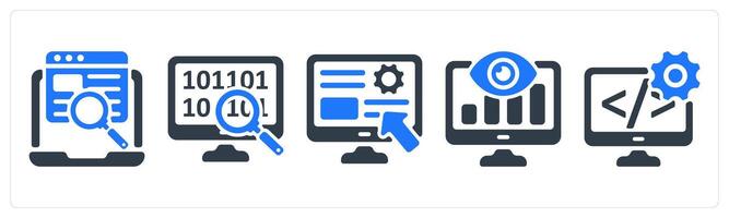A set of 5 seo icons as web search, data search, user interface vector