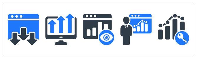 A set of 5 seo icons as landing page, marketing trend, page view vector