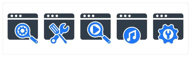 A set of 5 seo icons as seo development, website optmization, search vector