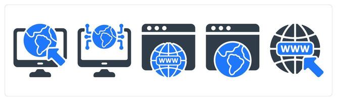 A set of 5 seo icons as internet browsing, internet connectivity, web domain vector